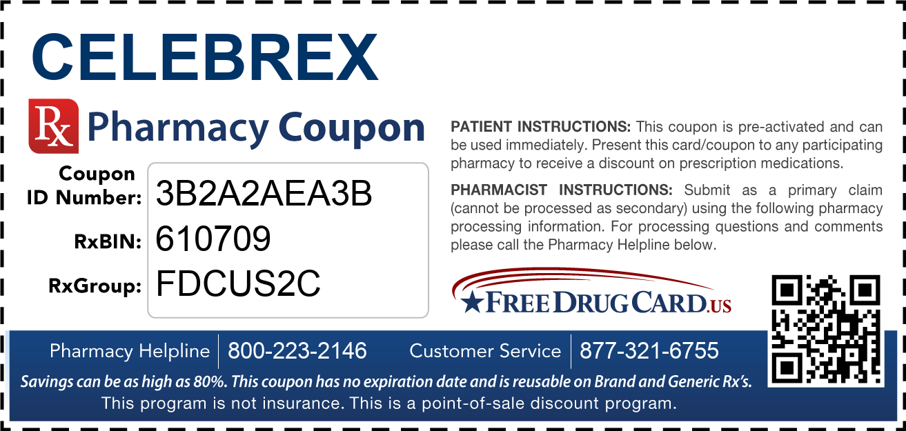 Celebrex Coupon Free Prescription Savings at Pharmacies Nationwide