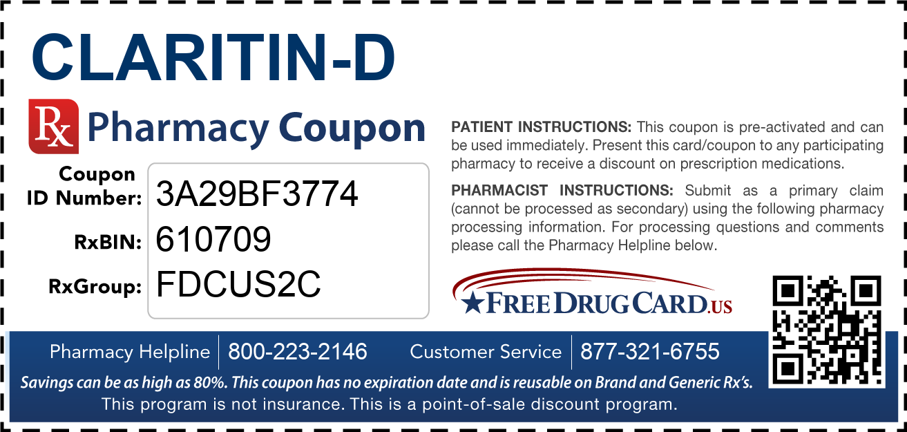 ClaritinD Coupon Free Prescription Savings at Pharmacies Nationwide