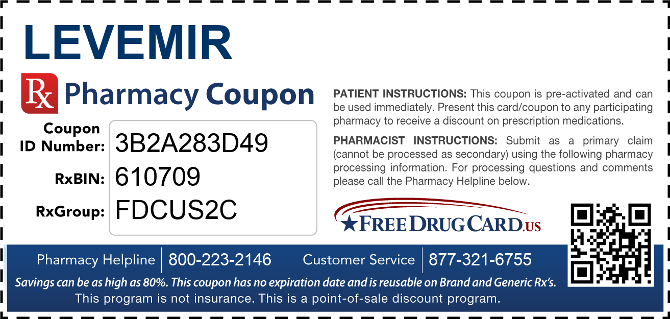 Levemir Coupon Free Prescription Savings at Pharmacies Nationwide