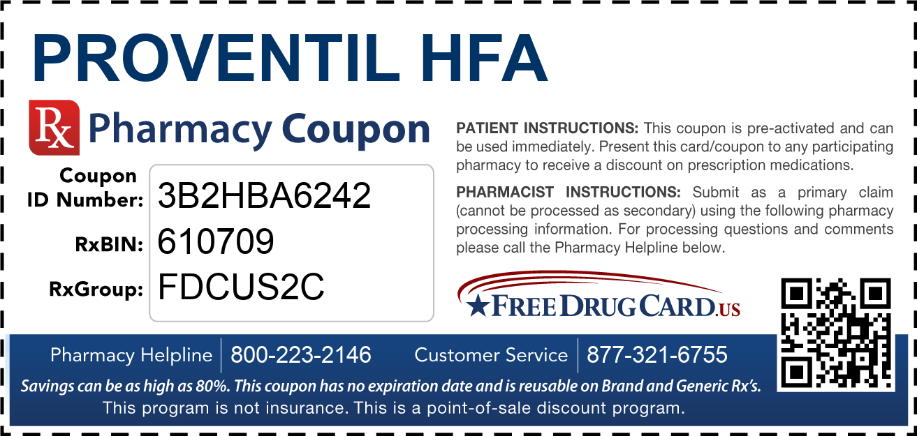 Proventil HFA Coupon Free Prescription Savings At Pharmacies Nationwide