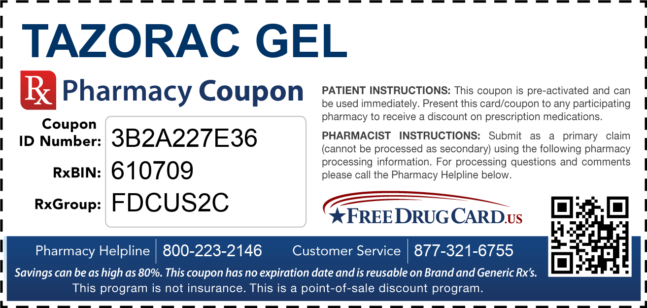 Tazorac Gel Coupon Free Prescription Savings at Pharmacies Nationwide