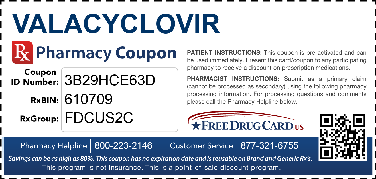 Valacyclovir Coupon Free Prescription Savings at Pharmacies Nationwide