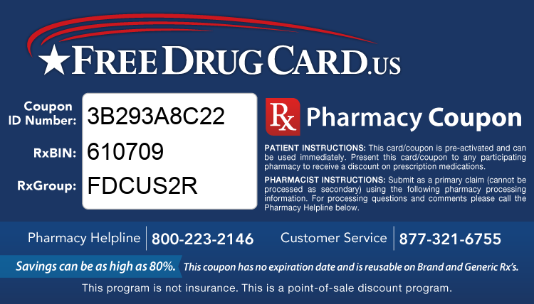 Discount Drug Card - This free Rx card is print ready (no application required)