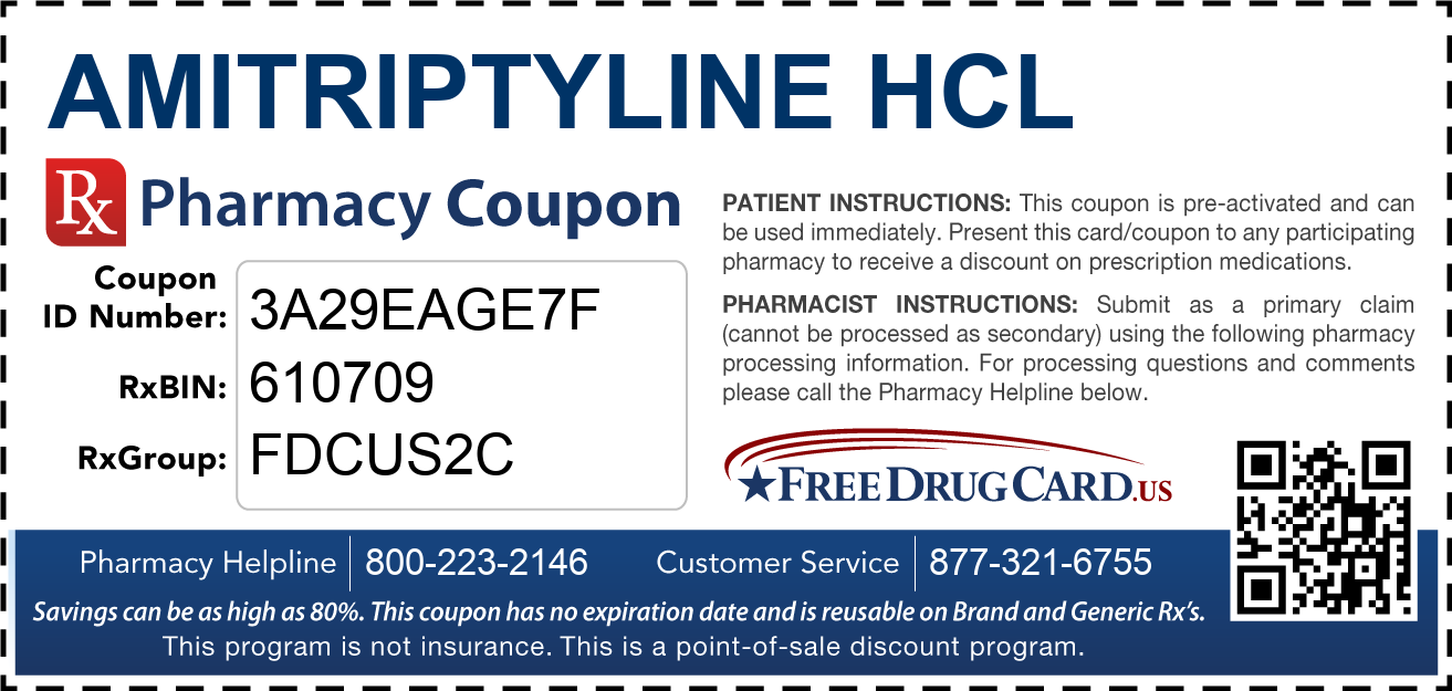 Discount Amitriptyline HCL Pharmacy Drug Coupon