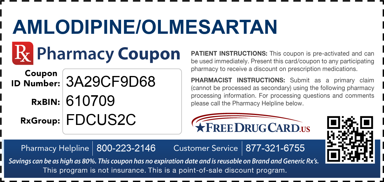 Discount Amlodipine/Olmesartan Pharmacy Drug Coupon