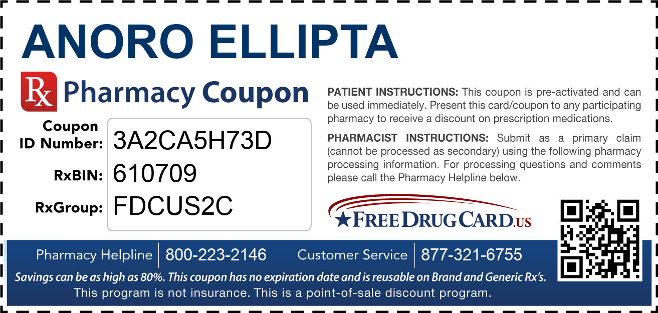 Anoro Ellipta Coupon Free Prescription Savings at Pharmacies Nationwide