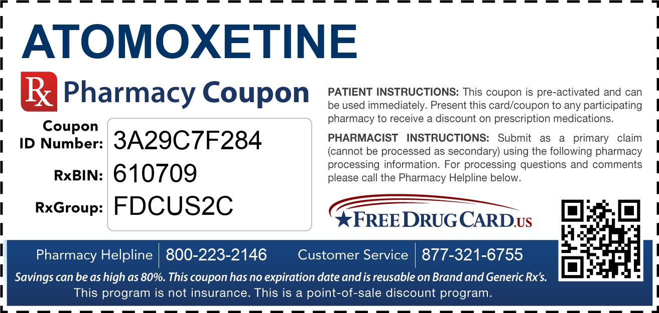 Discount Atomoxetine Pharmacy Drug Coupon