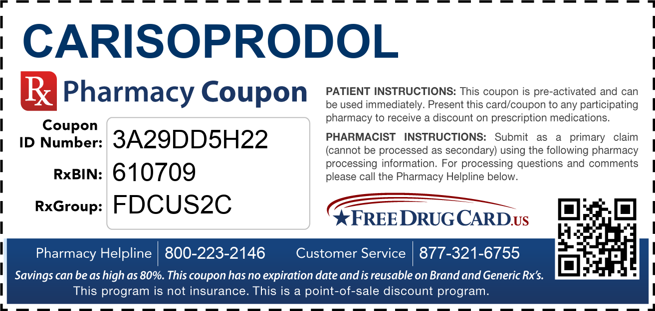 Discount Carisoprodol Pharmacy Drug Coupon