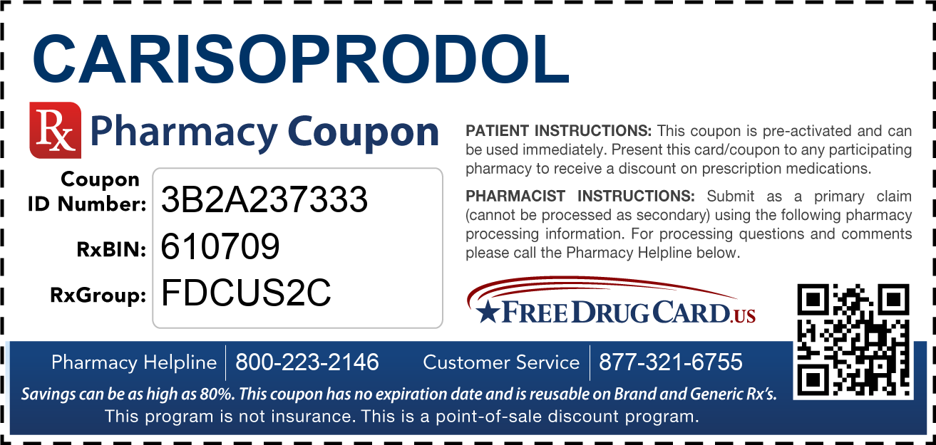 Carisoprodol Coupon - Free Prescription Savings at Pharmacies Nationwide