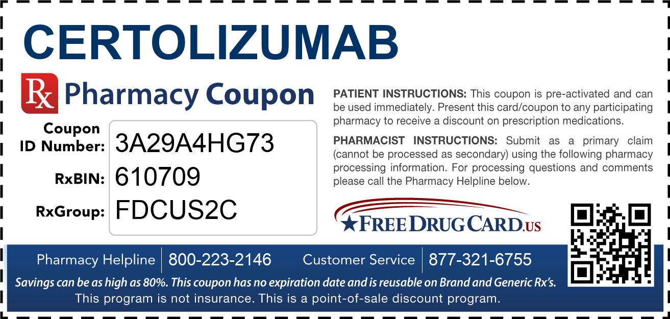 Discount Certolizumab Pharmacy Drug Coupon