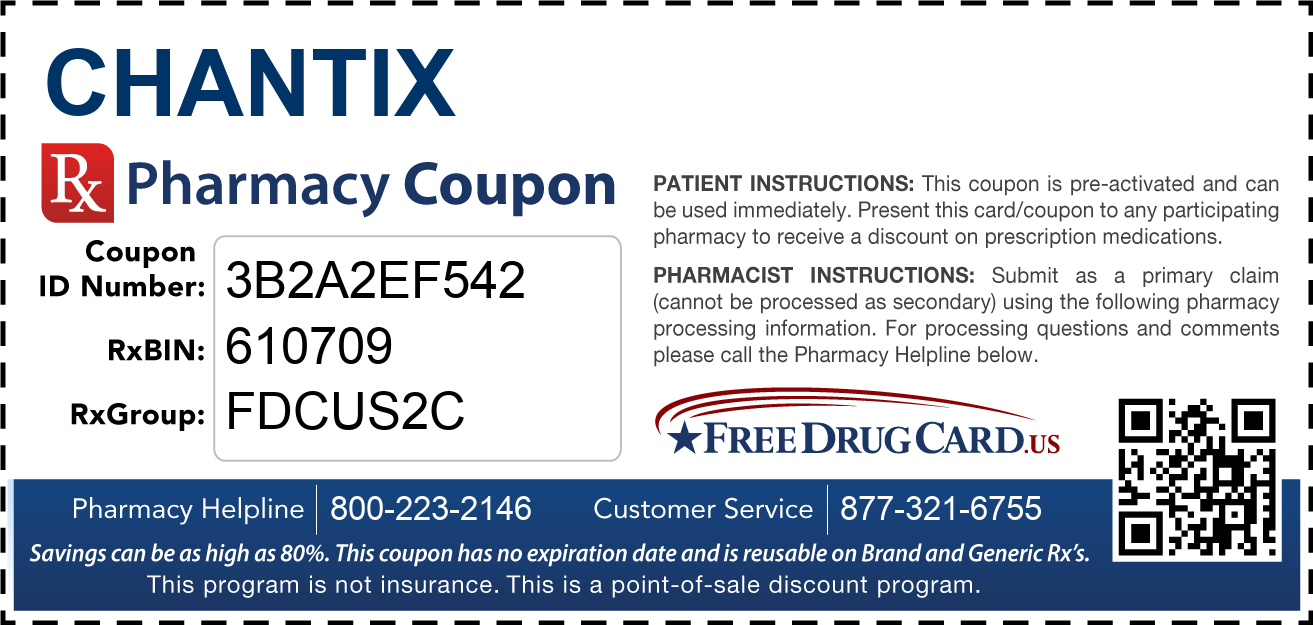 Chantix Coupon Free Prescription Savings at Pharmacies Nationwide