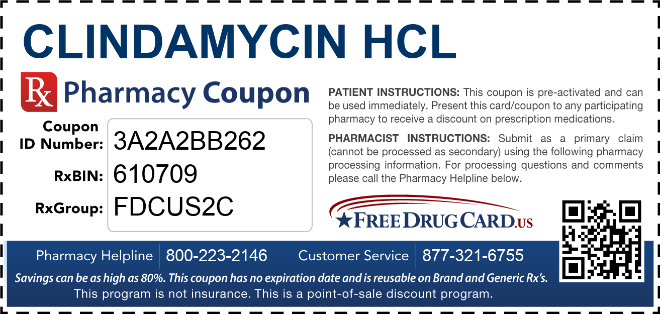 Discount Clindamycin HCL Pharmacy Drug Coupon