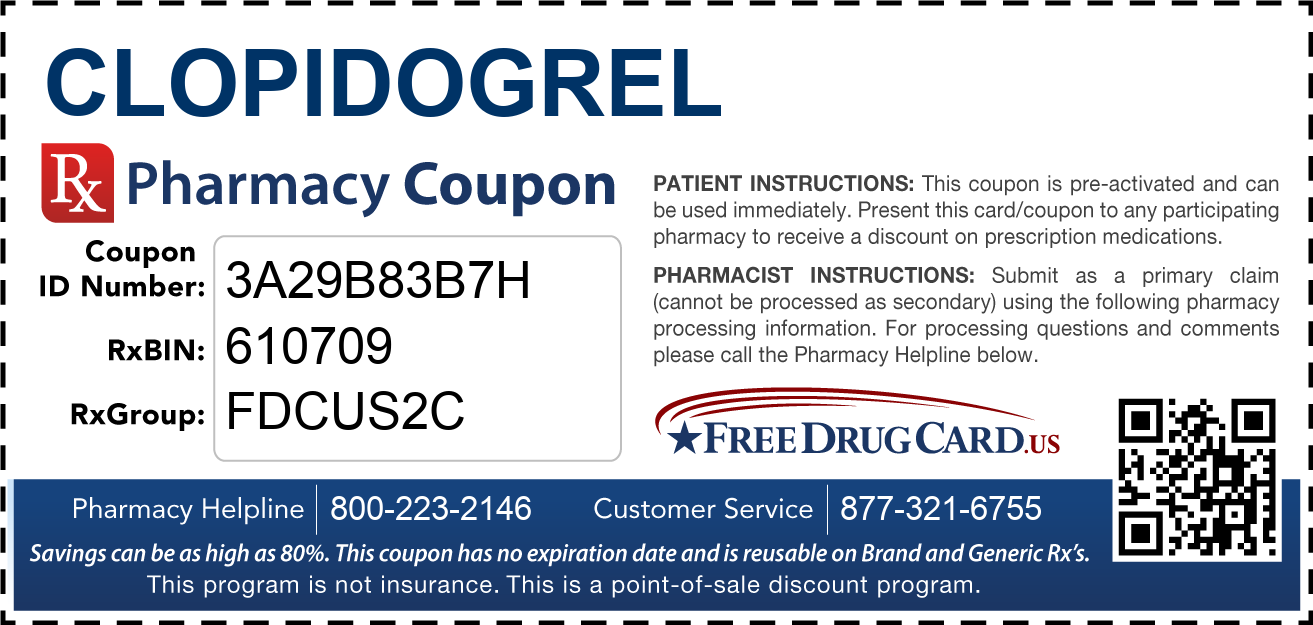 Discount Clopidogrel Pharmacy Drug Coupon