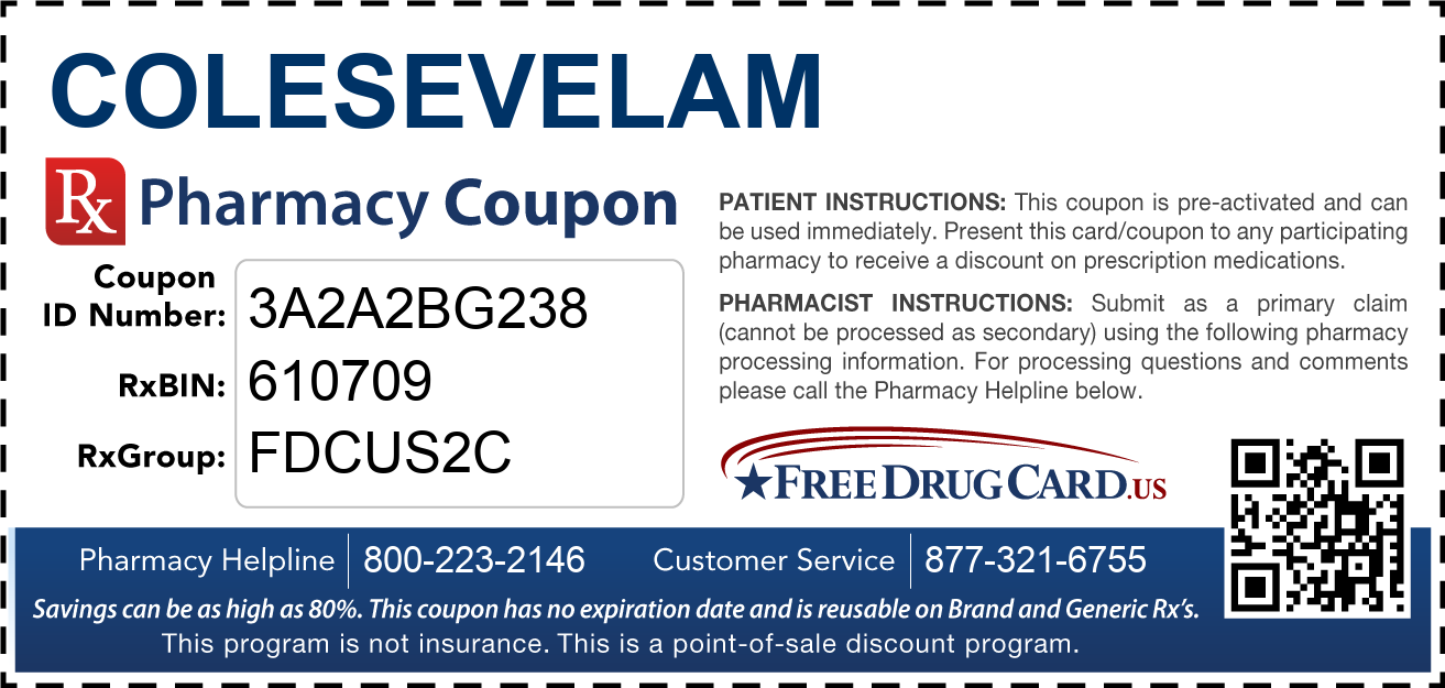 Discount Colesevelam Pharmacy Drug Coupon