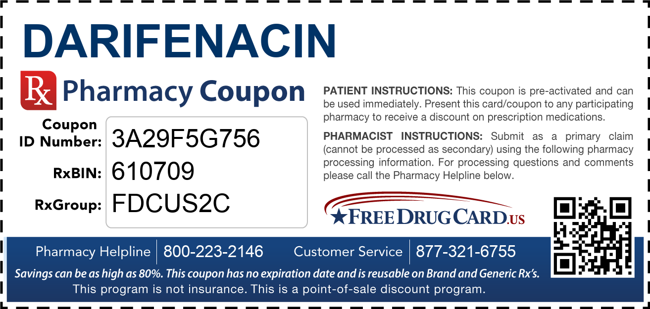 Discount Darifenacin Pharmacy Drug Coupon
