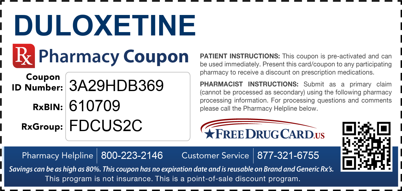 Discount Duloxetine Pharmacy Drug Coupon