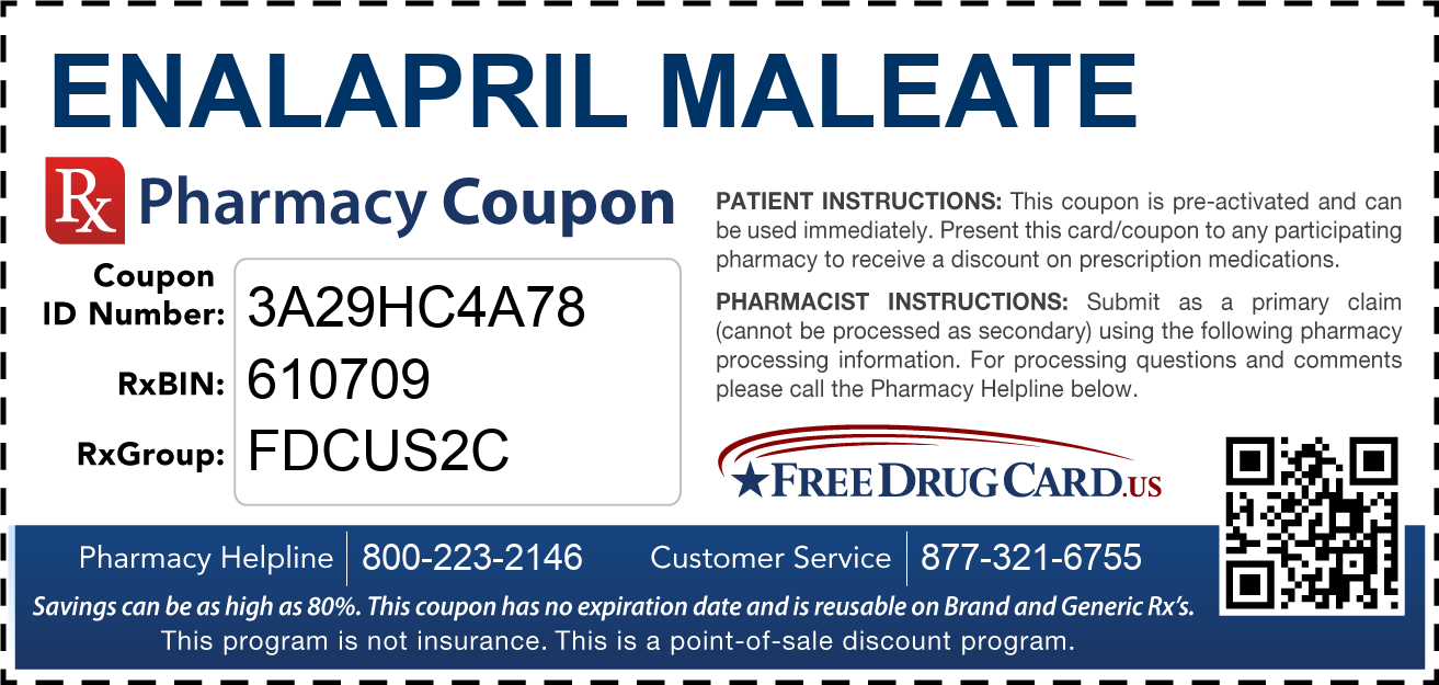 Discount Enalapril Maleate Pharmacy Drug Coupon