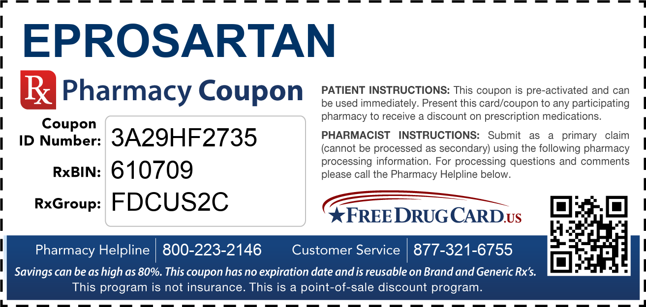 Discount Eprosartan Pharmacy Drug Coupon
