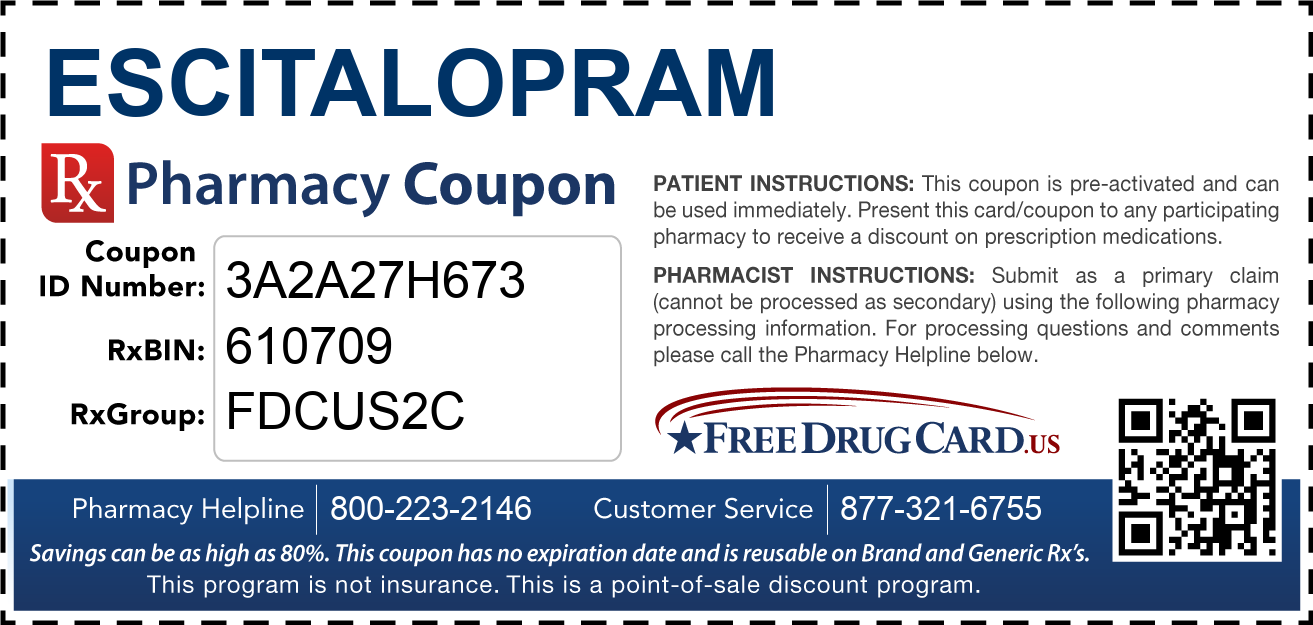 Discount Escitalopram Pharmacy Drug Coupon