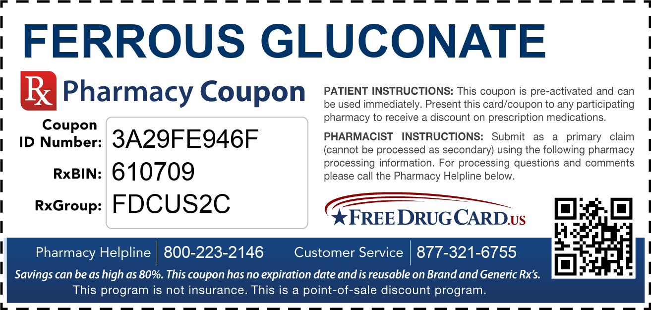 Discount Ferrous Gluconate Pharmacy Drug Coupon