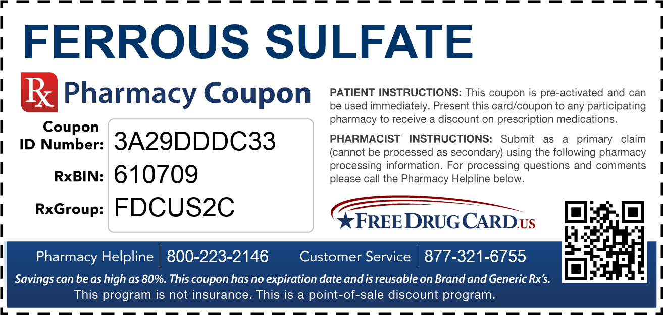 Discount Ferrous Sulfate Pharmacy Drug Coupon