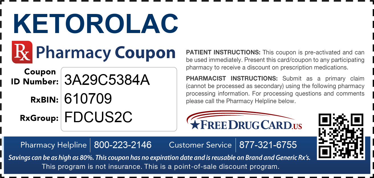 Discount Ketorolac Pharmacy Drug Coupon