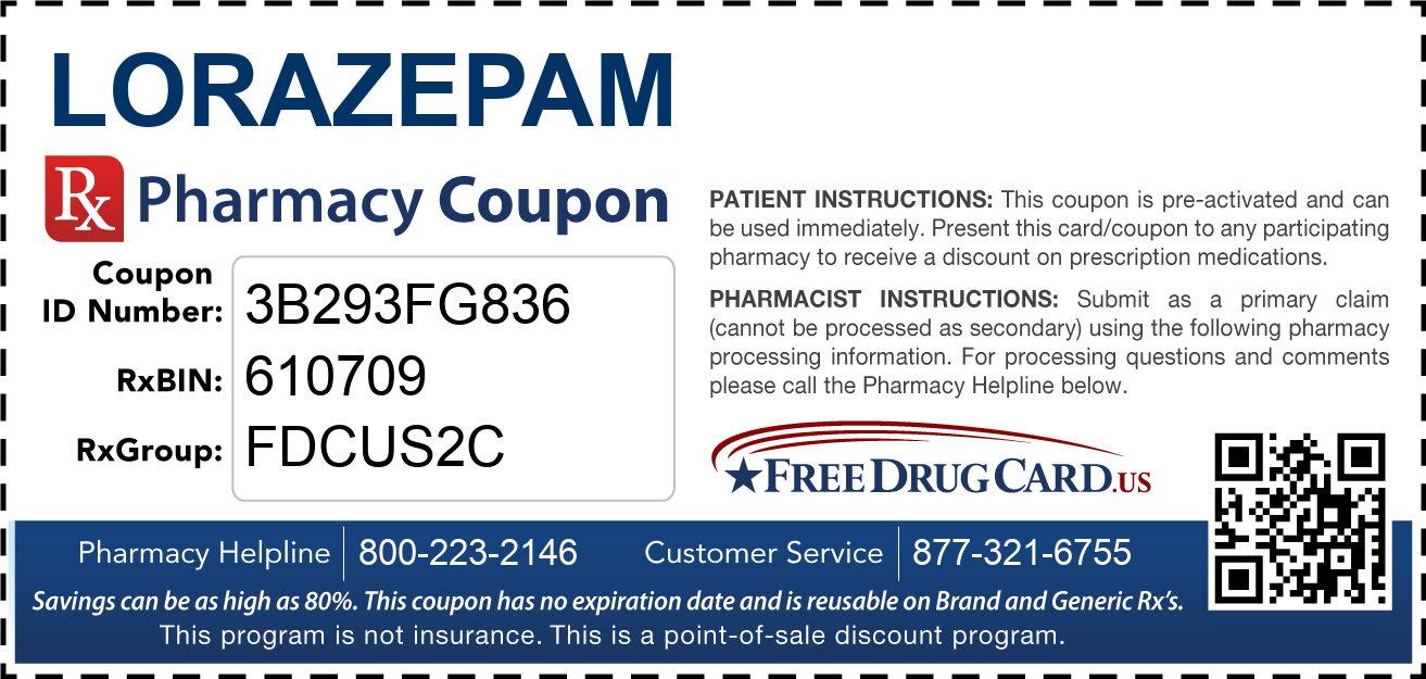 Lorazepam Coupon Free Prescription Savings at Pharmacies Nationwide