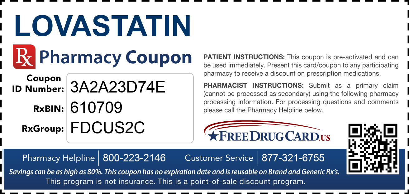Discount Lovastatin Pharmacy Drug Coupon