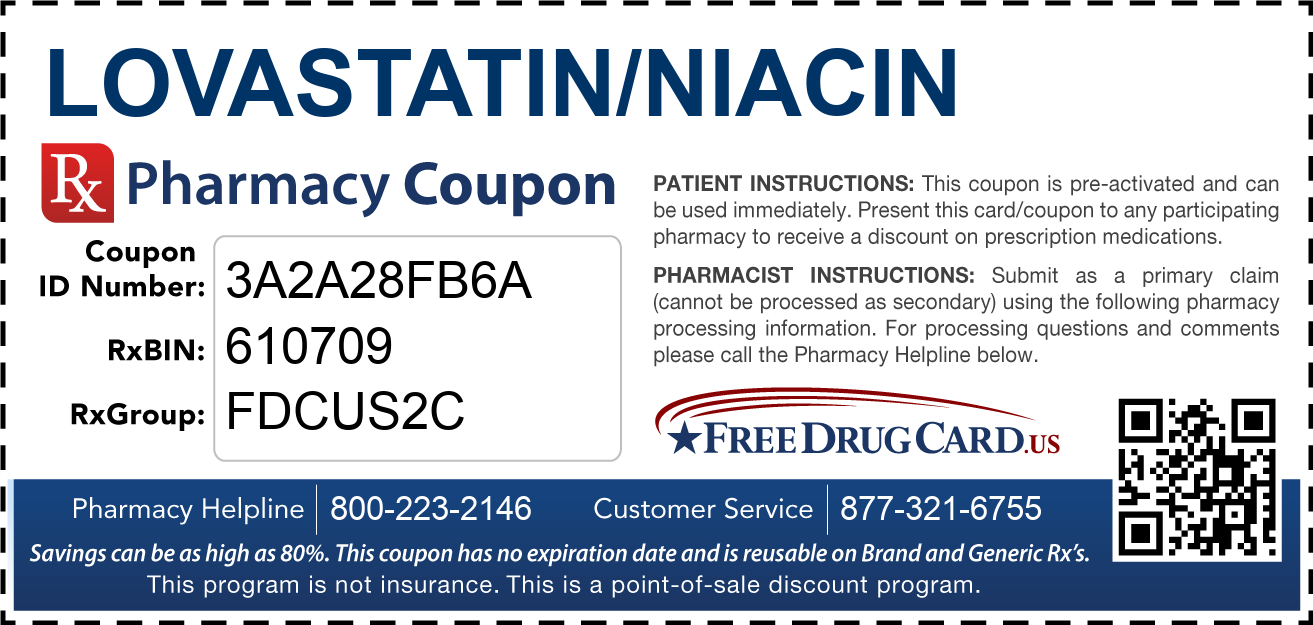 Discount Lovastatin/Niacin Pharmacy Drug Coupon