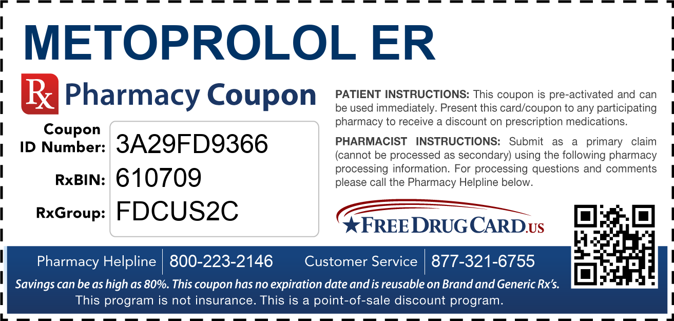 Discount Metoprolol ER Pharmacy Drug Coupon