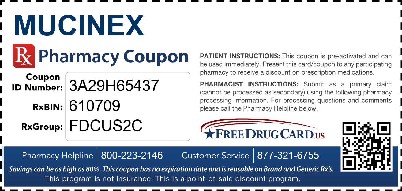 Discount Mucinex Pharmacy Drug Coupon