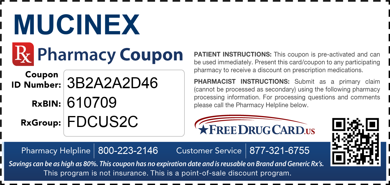 Mucinex Coupon Free Prescription Savings at Pharmacies Nationwide