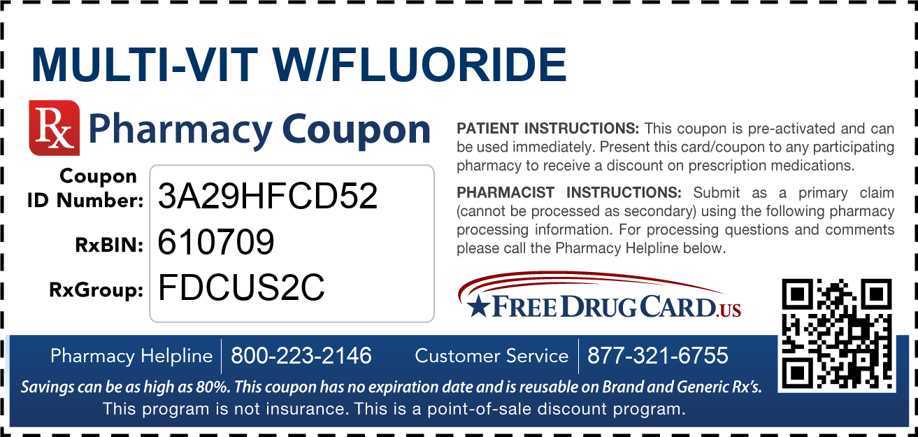 Discount Multi-Vit w/Fluoride Pharmacy Drug Coupon