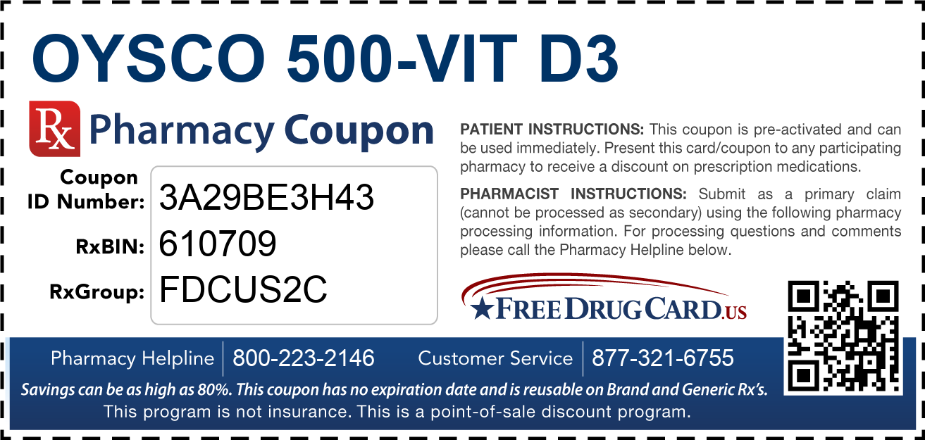 Discount Oysco 500-Vit D3 Pharmacy Drug Coupon