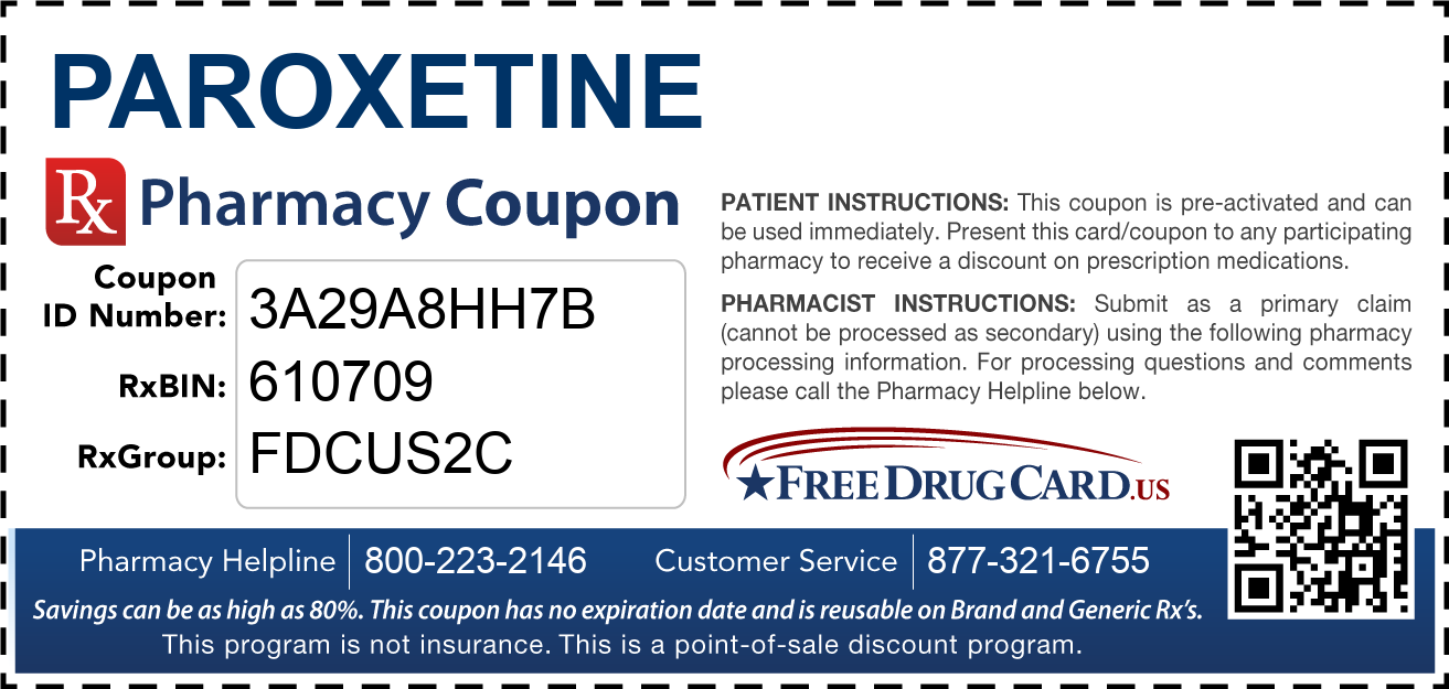 Discount Paroxetine Pharmacy Drug Coupon