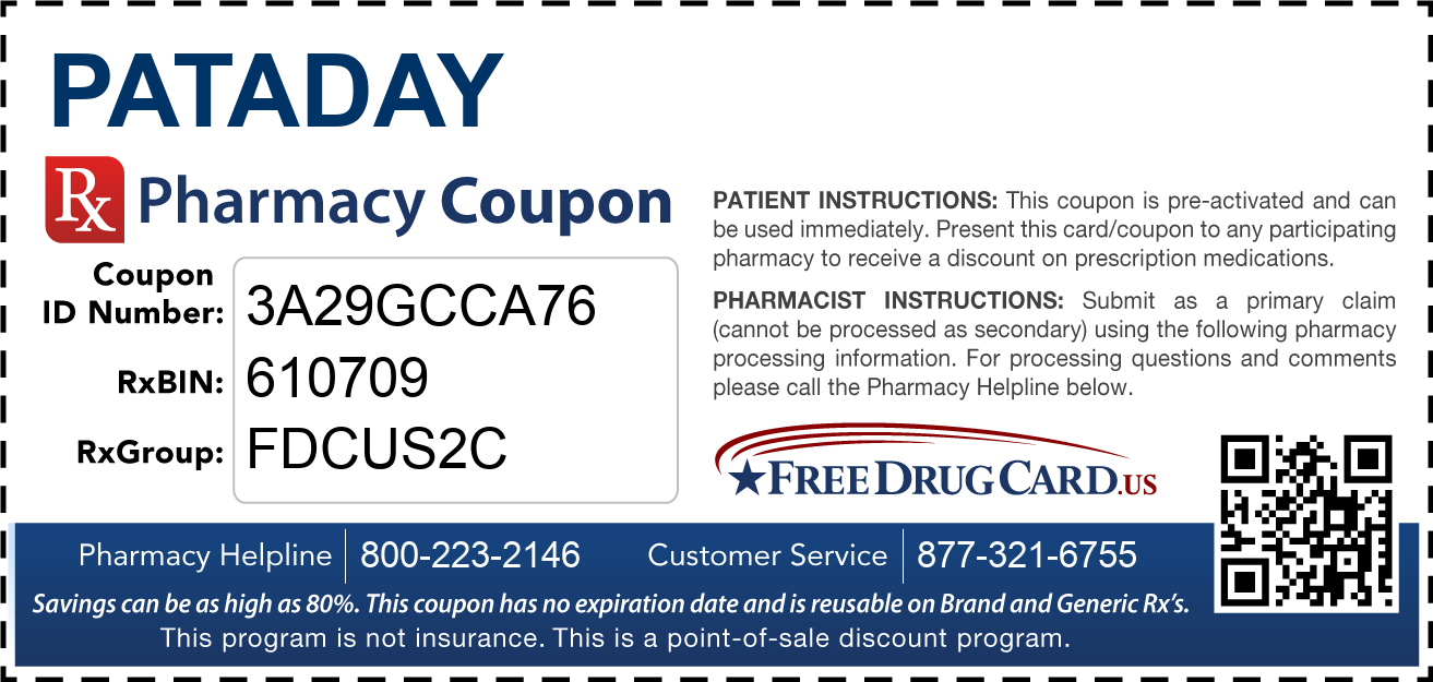 Pataday Coupon Free Prescription Savings at Pharmacies Nationwide