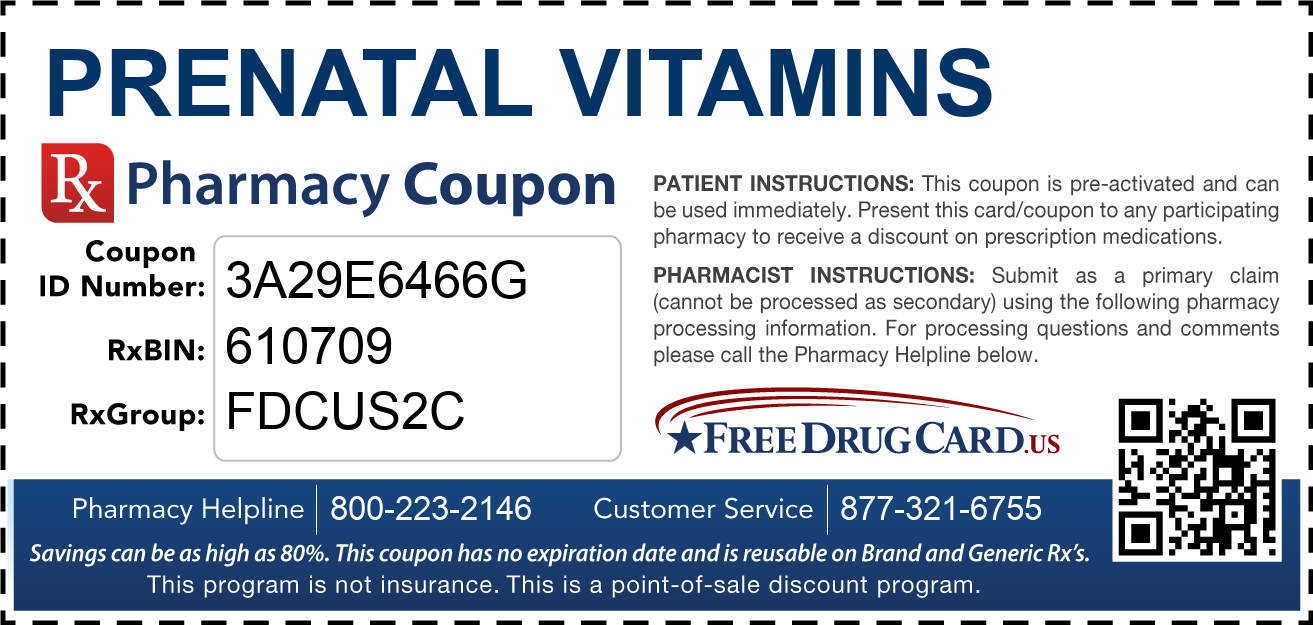 Discount Prenatal Vitamins Pharmacy Drug Coupon