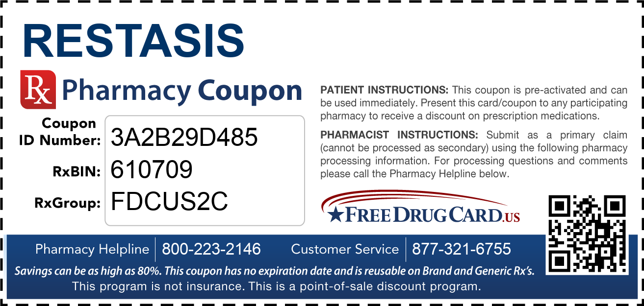 Restasis Coupon Free Prescription Savings at Pharmacies Nationwide