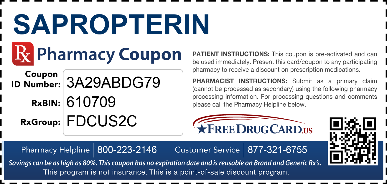 Discount Sapropterin Pharmacy Drug Coupon