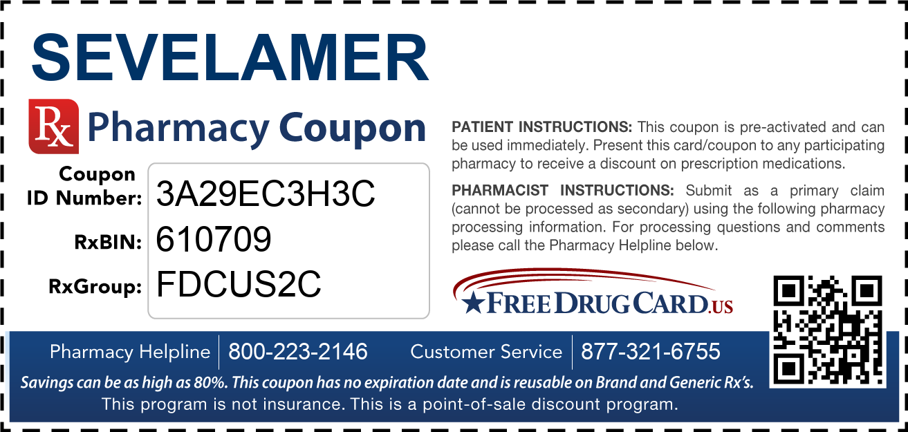 Discount Sevelamer Pharmacy Drug Coupon