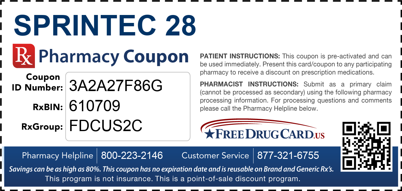 Discount Sprintec 28 Pharmacy Drug Coupon