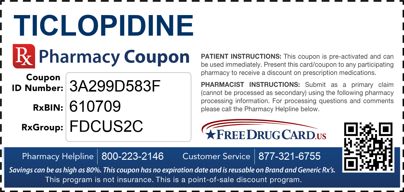 Discount Ticlopidine Pharmacy Drug Coupon