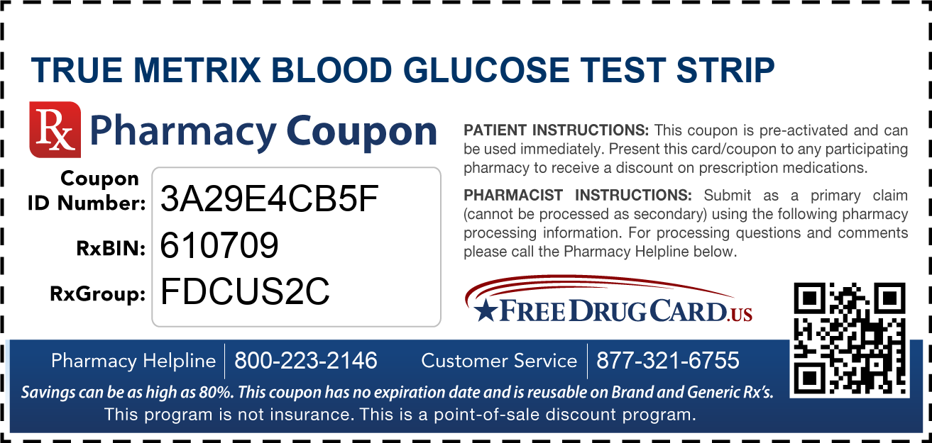 Discount True Metrix Blood Glucose Test Strip Pharmacy Drug Coupon