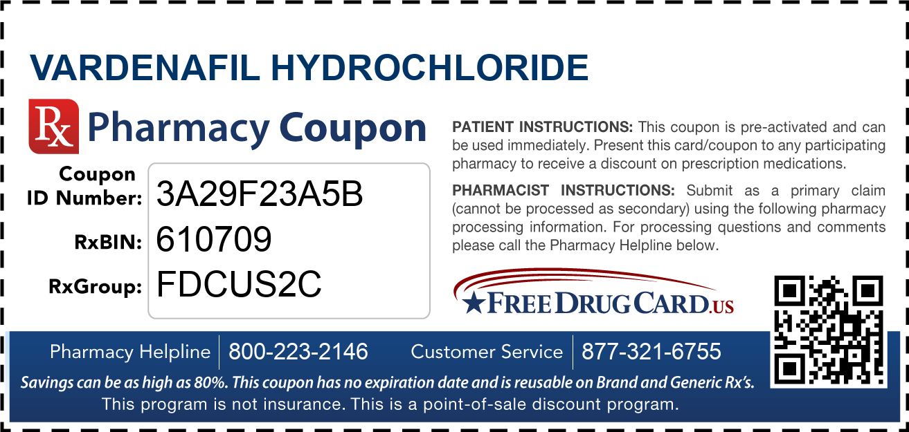 Discount Vardenafil Hydrochloride Pharmacy Drug Coupon