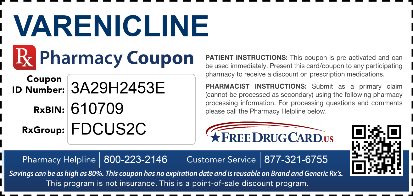 Discount Varenicline Pharmacy Drug Coupon