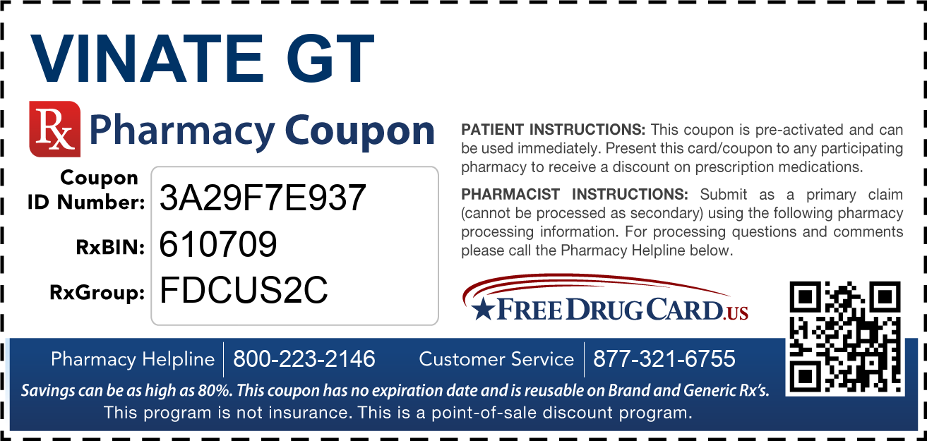 Discount Vinate GT Pharmacy Drug Coupon