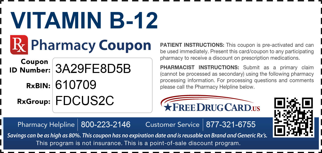Discount Vitamin B-12 Pharmacy Drug Coupon