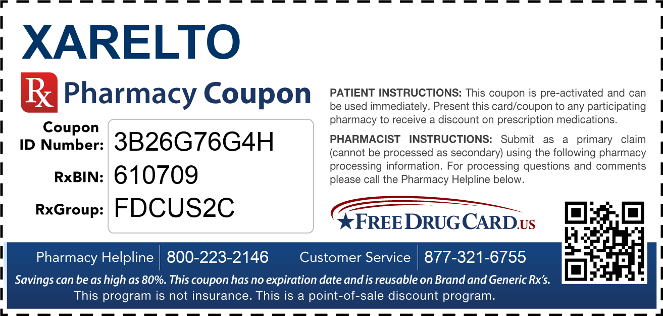 Xarelto Coupon Free Prescription Savings at Pharmacies Nationwide