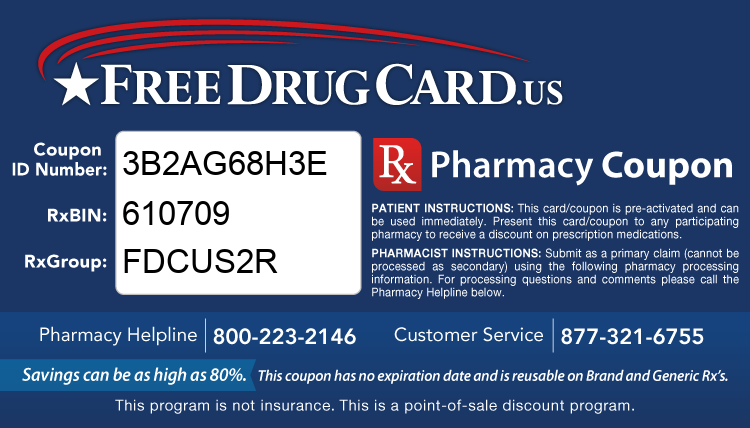 Discount Drug Card - This free Rx card is print ready (no application required)